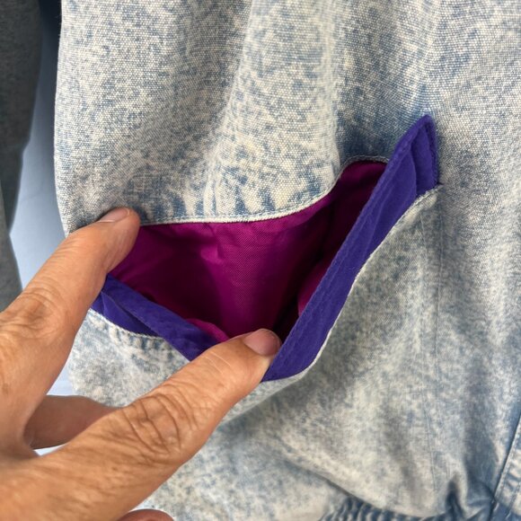 Vintage Retro 80s Gitano Acid Wash Denim Puffer Coat Size M - Picture 5 of 13